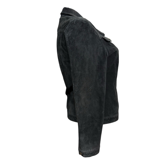 Fabio Womens Y2K Black Genuine Leather Button Front Jacket Size Large - Picture 4 of 8